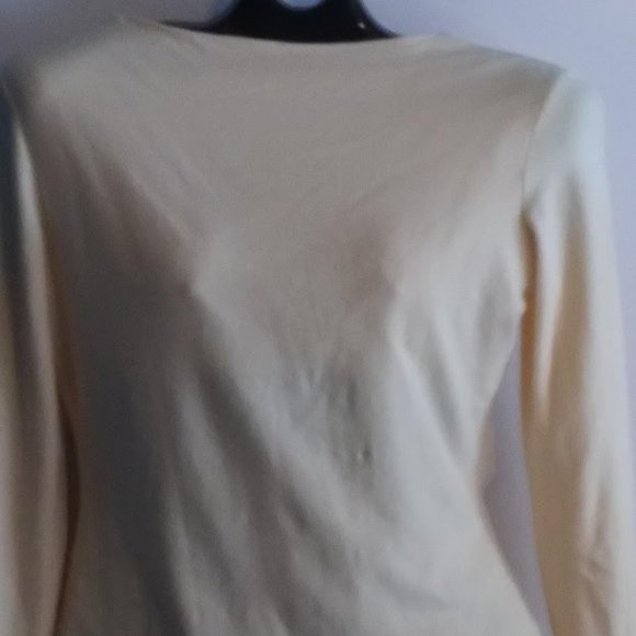 L Moda Longsleeve Cream Jersey w keyhole neck - Picture 1 of 14